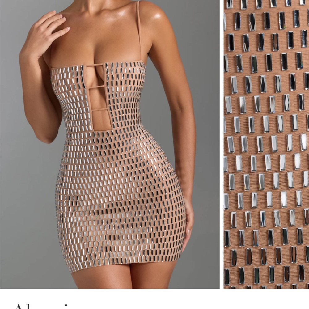 Oh Polly Tan and Silver Mini Dress - Alanni